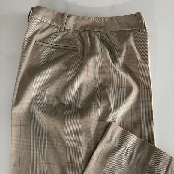 Anne Klein Vintage Check Pants in Polyester/Rayon Blend Tan, White, Orange Sz 8 - Picture 8 of 14